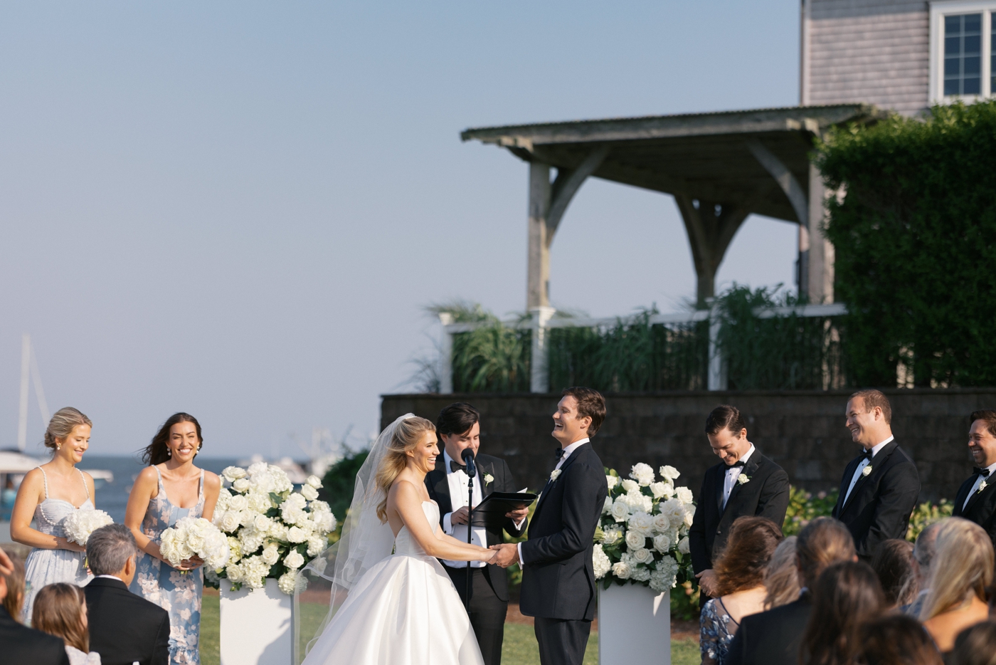 Outdoor wedding ceremony at Wychmere Beach Club