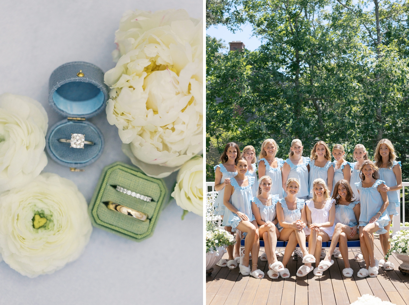 Bride and bridesmaids getting ready in Piyama pajama sets