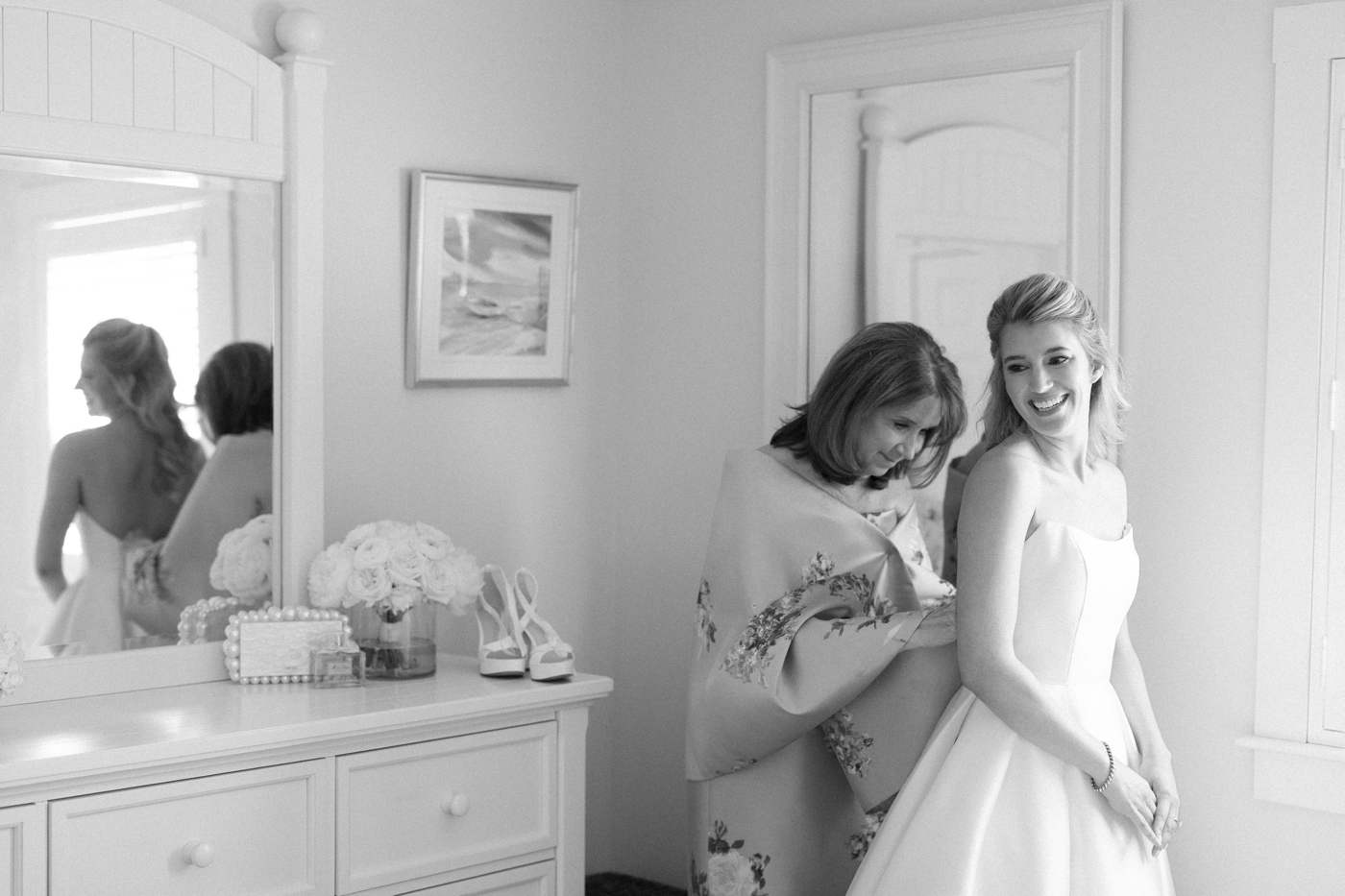 Bride getting ready for her wedding at Wychmere Beach Club