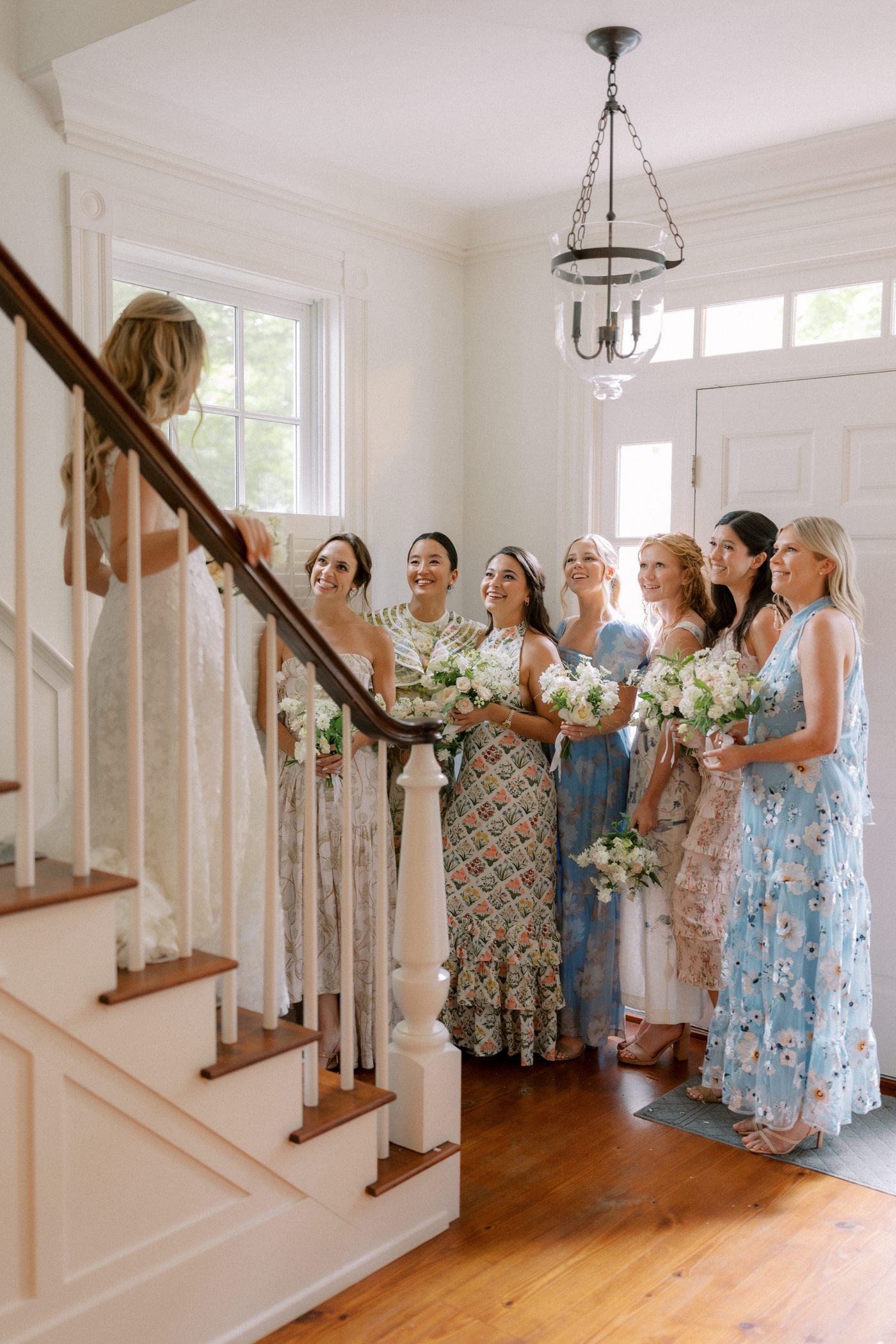 First look with bridesmaids