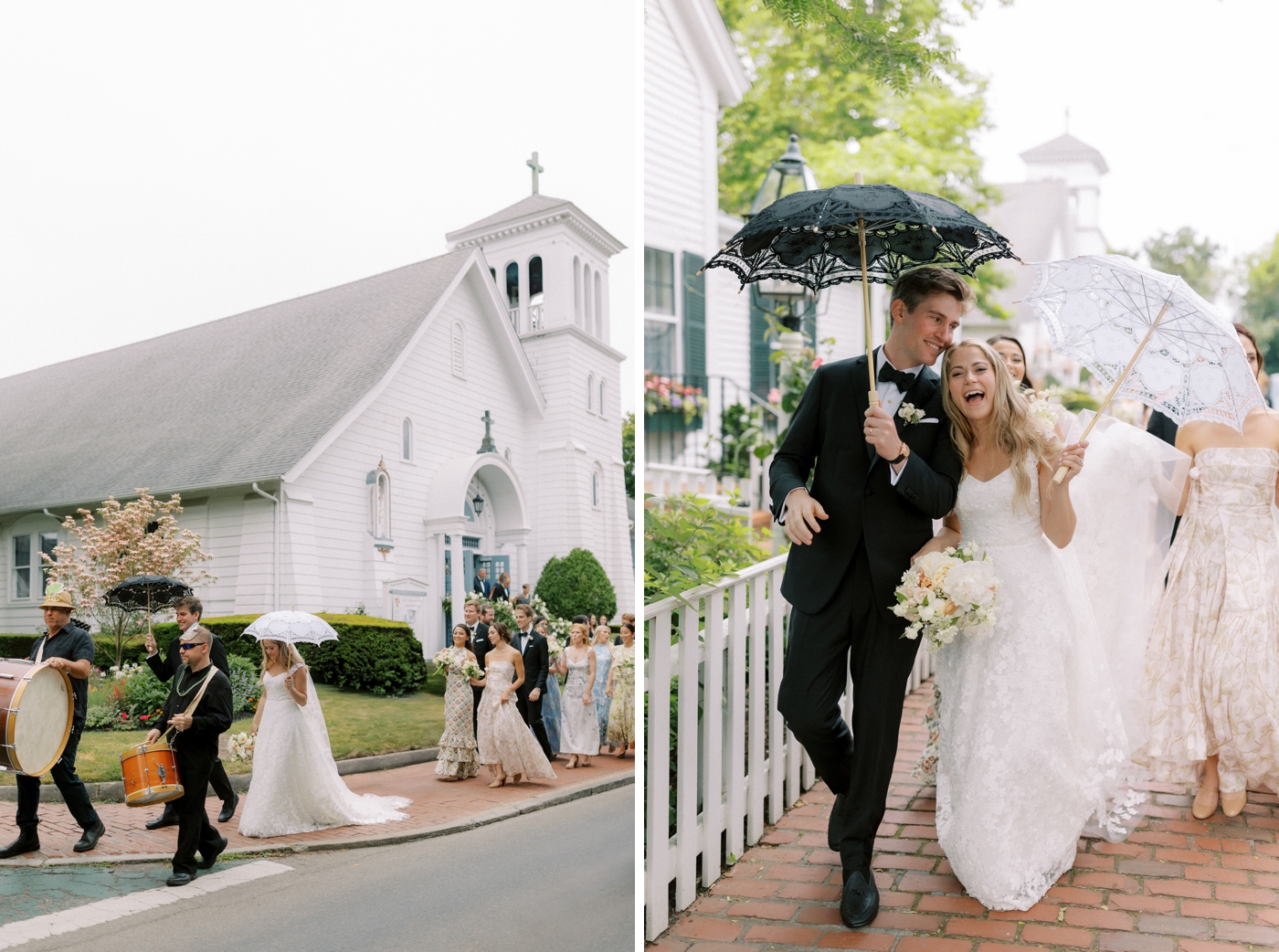 Second line parade after a Martha's Vineyard wedding ceremony