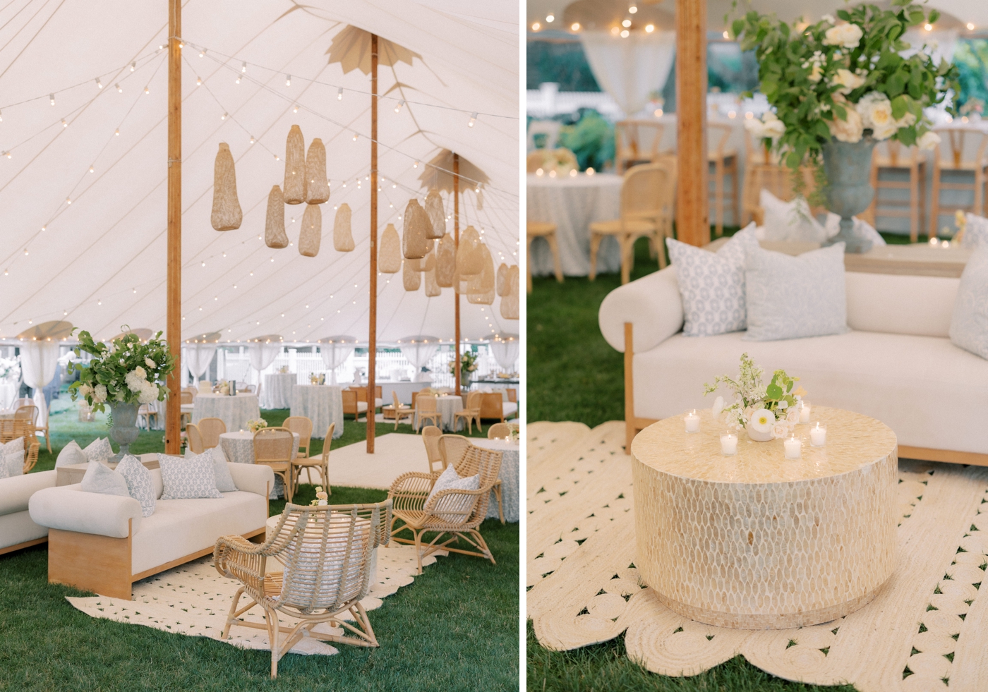 Coastal lounge furniture for a Martha's Vineyard wedding