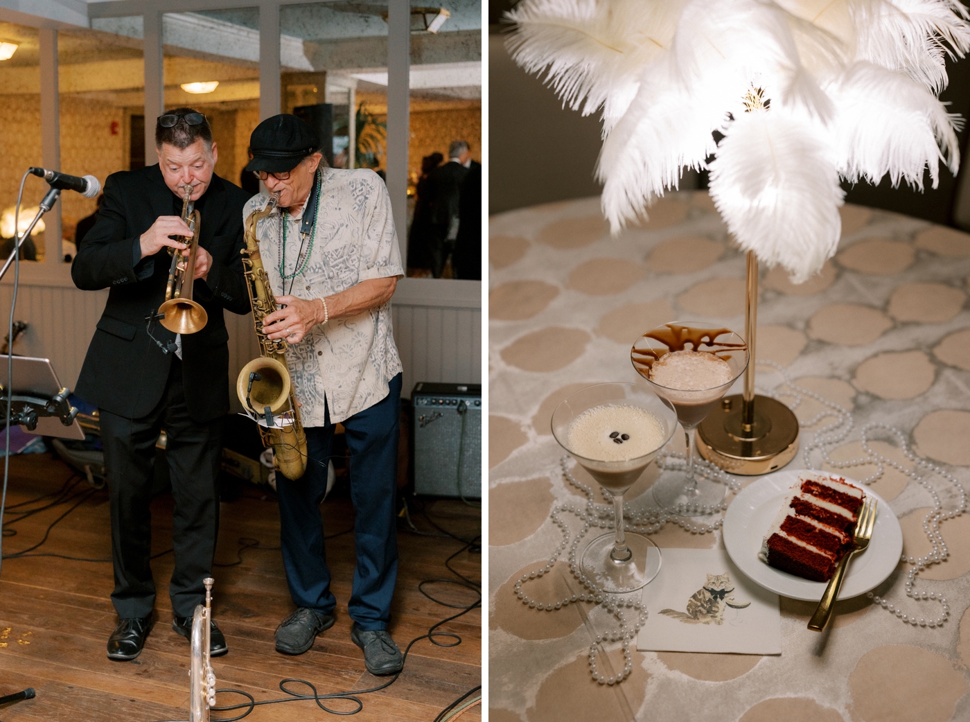 Brass band playing at a Martha's Vineyard wedding reception