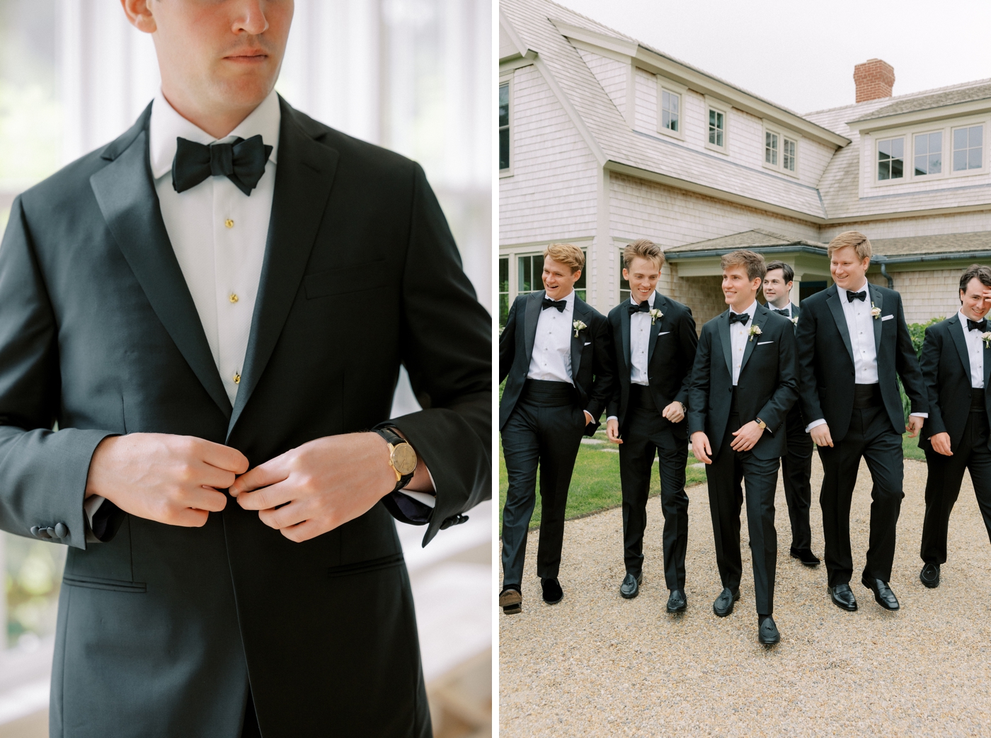 Groom getting ready for his wedding at the Harbor View Hotel