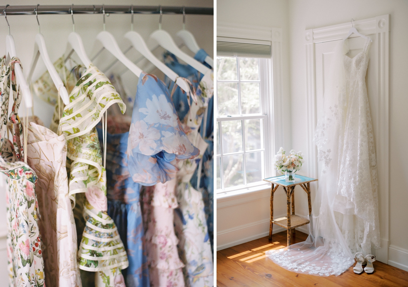 Colorful bridesmaid dresses for a Martha's Vineyard wedding