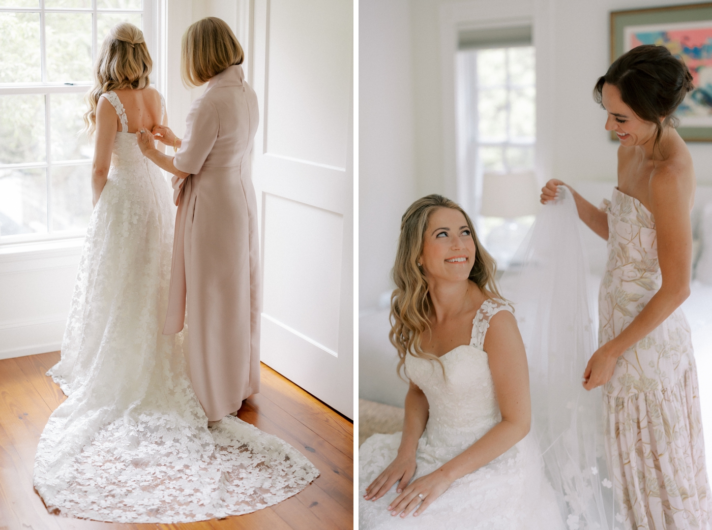 Bride getting ready for her wedding at the Harbor View Hotel