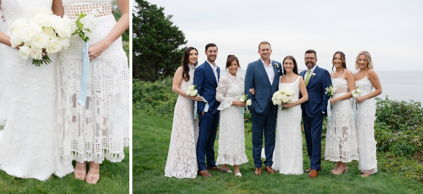 Blue and white family wedding portraits