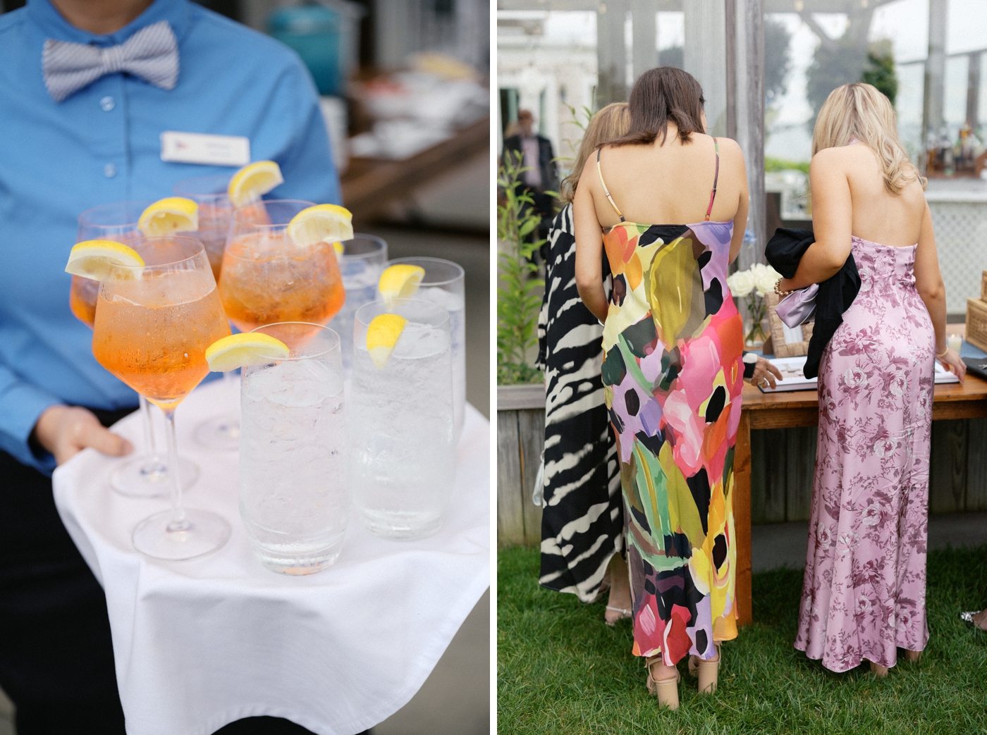 Waiter holding a tray of cocktails at a Cape Cod wedding