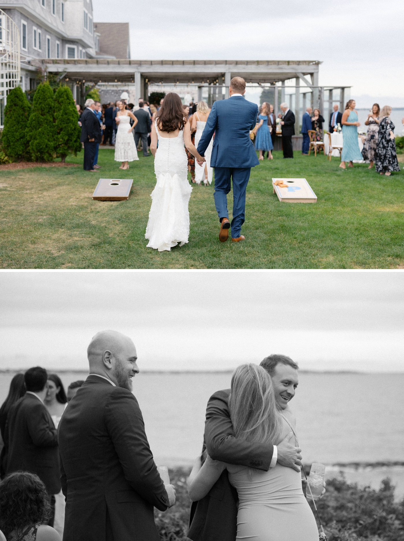 Outdoor wedding cocktail hour at the Wianno Club
