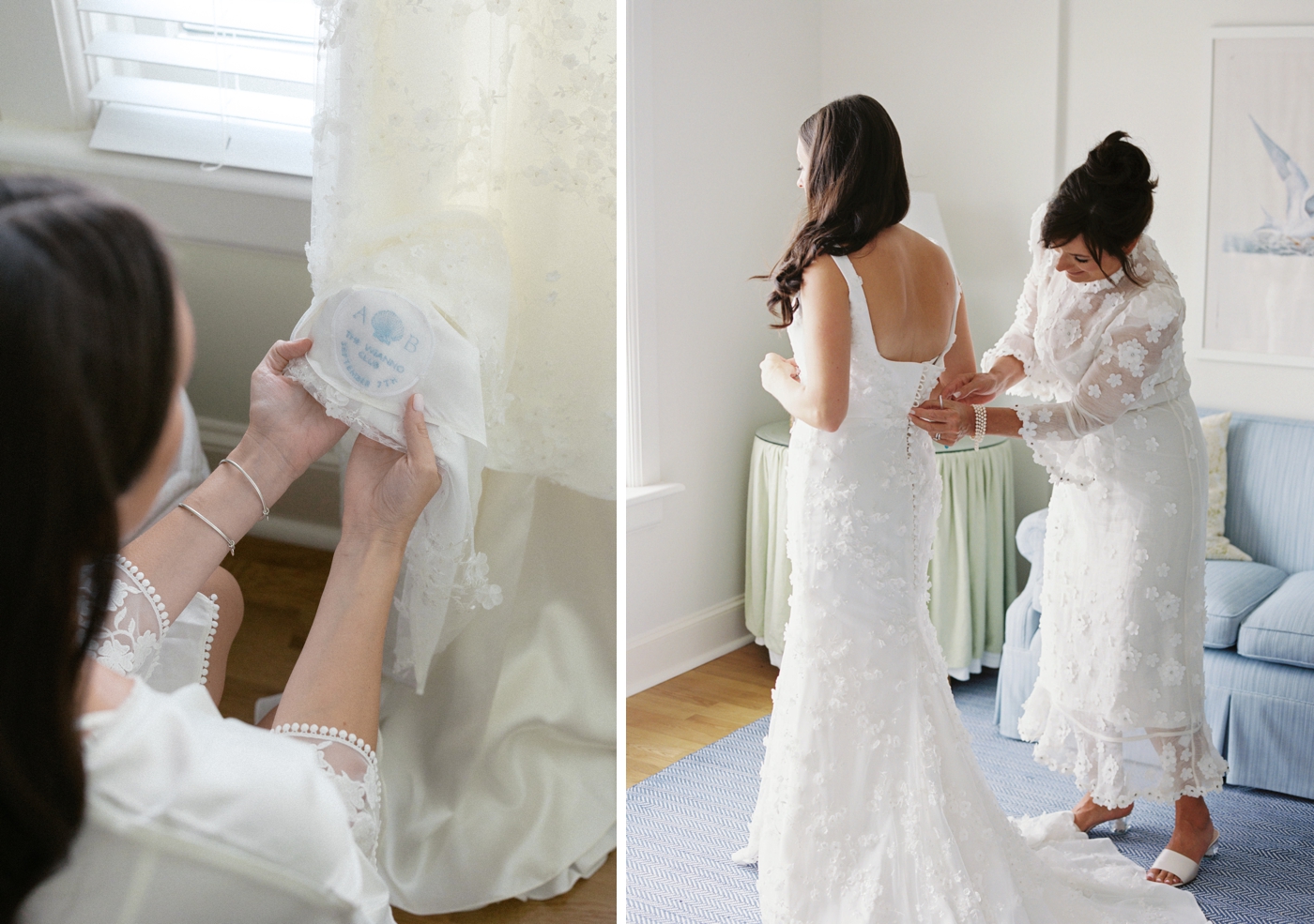 Bride getting ready for her wedding at the Wianno Club