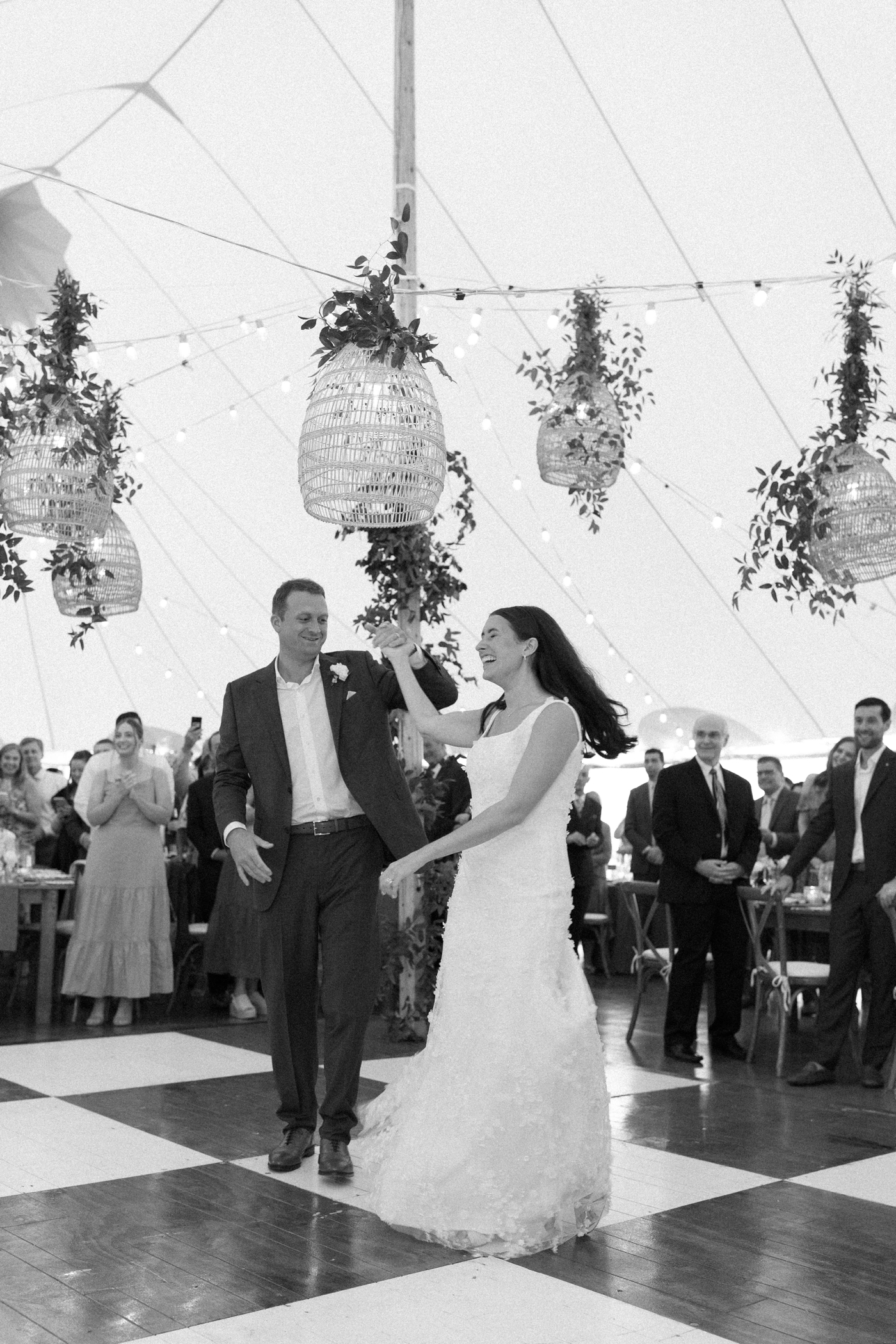 Bride and groom sharing their first dance